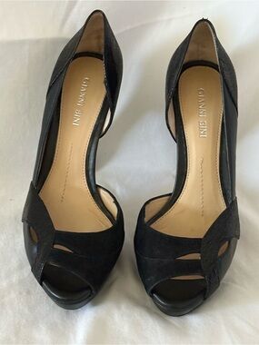 Gianni Bini Black Peep-Toe D'Orsay Heels